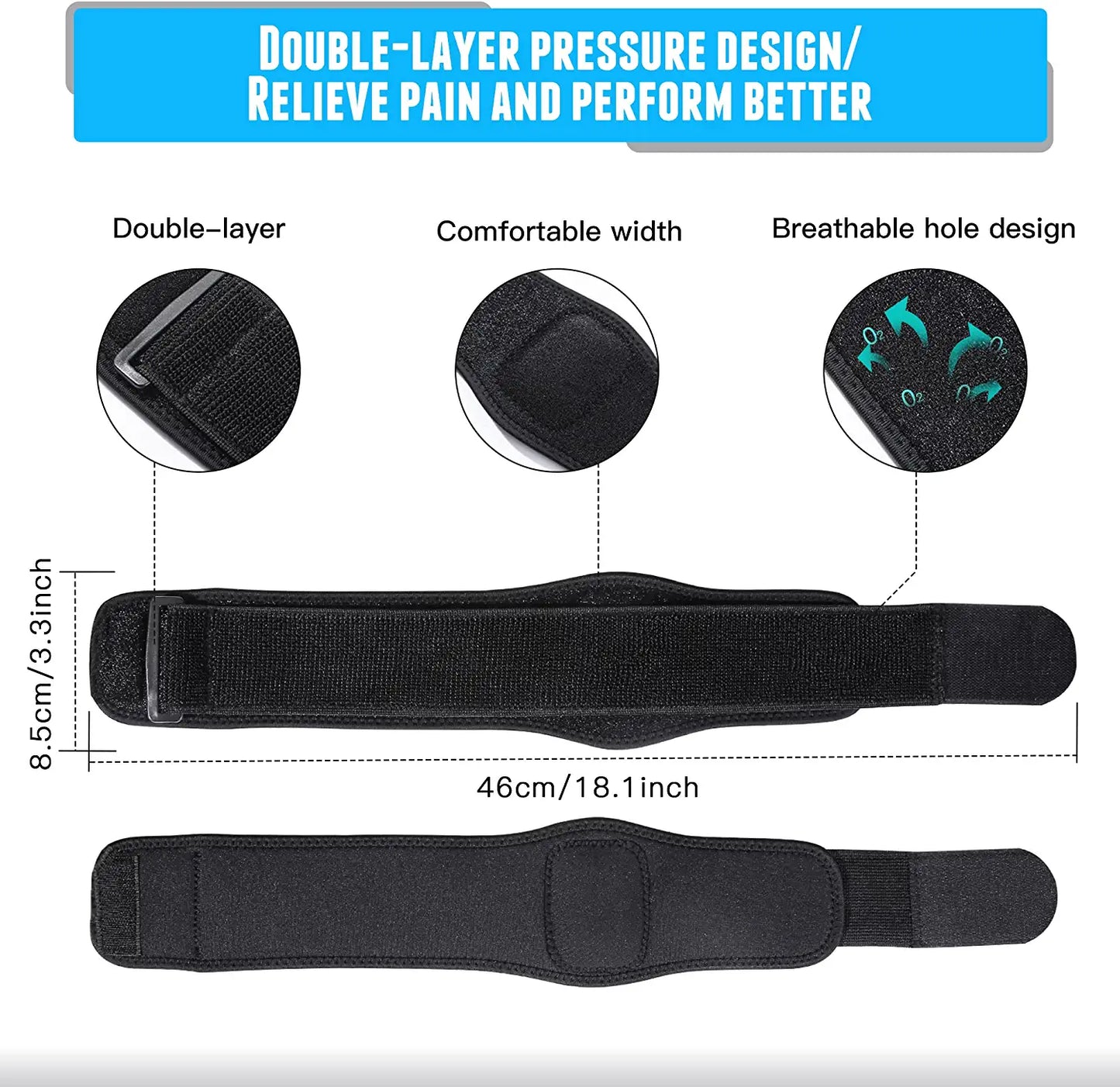 Tennis Elbow Braces for Tendonitis and Tennis Elbow,Golfers Elbow Forearm Brace Straps and Compression Pad for Men and Women,Neoprene Wraps Tennis Elbow Support Band Relief