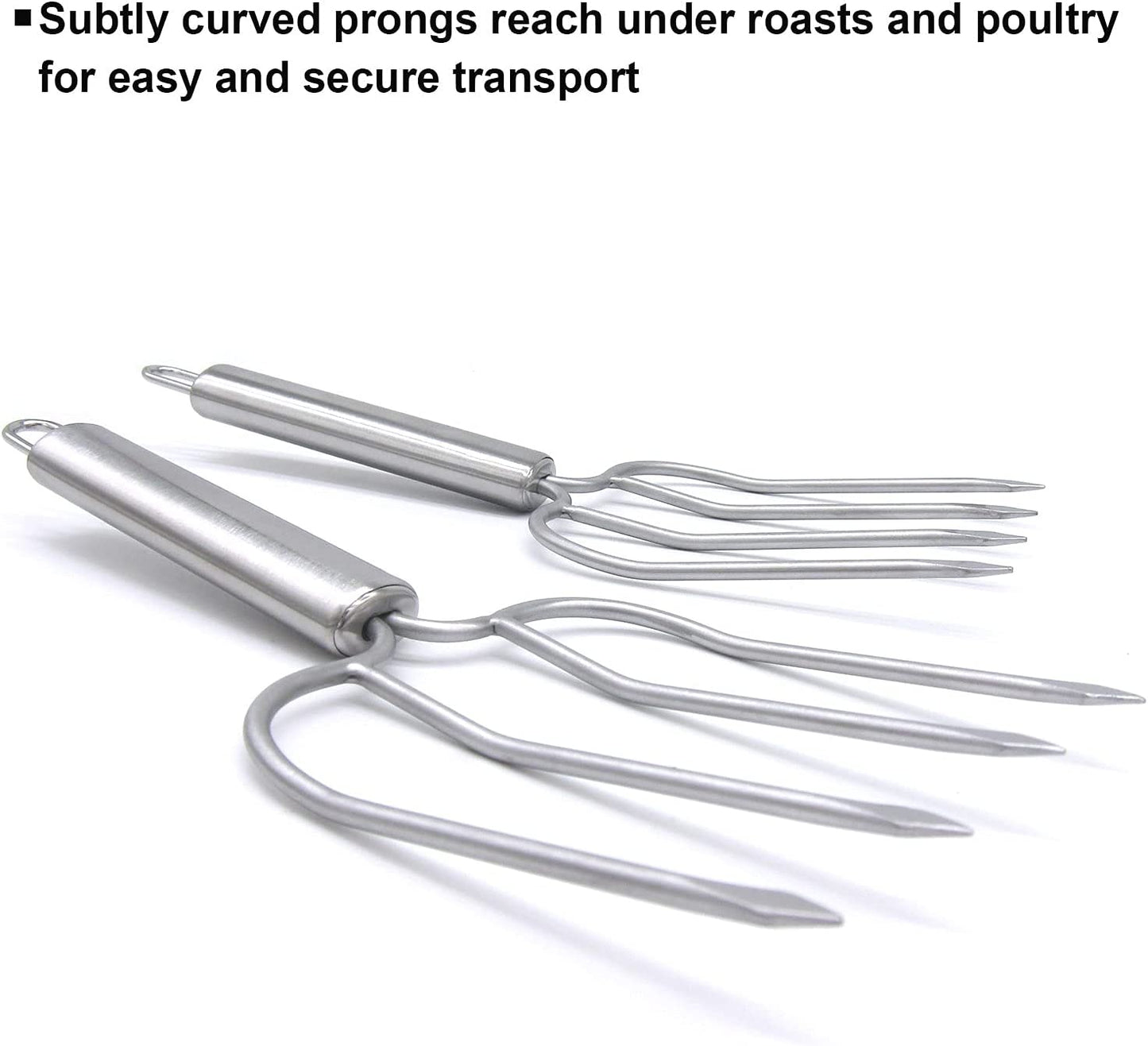 Stainless Steel Turkey & Roast Lifters, Set of 2 - Turkey and Poultry Lifters Roaster Poultry Forks Great for Thanksgiving, Transfer Turkey or Ham Easily