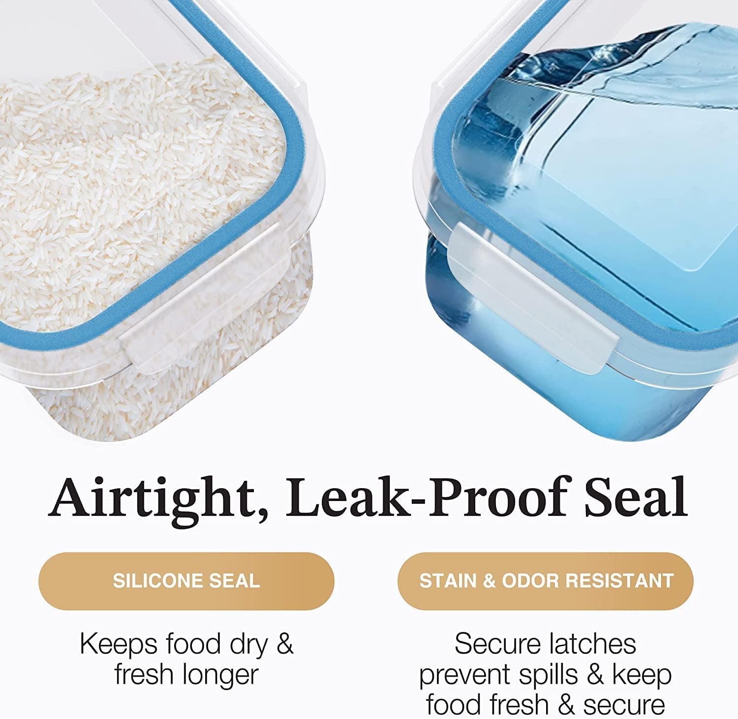 Premium Food Containers with Lids for Kitchen & Pantry Organization - BPA Free Variety Plastic Containers for Dry Food Storage & Other Pantry Needs - 14 Pack Blue Containers for Food