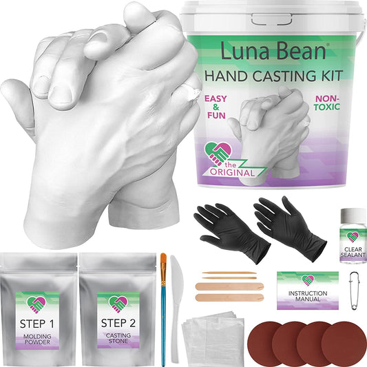 Luna Bean Keepsake Hands Casting Kit | DIY Plaster Statue Casting Kit | Hand Holding Craft for Couples, Adult & Child, Wedding, Friends, Anniversary