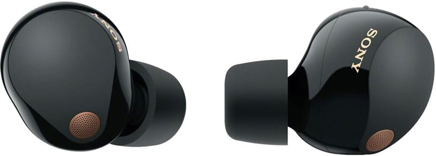 Sony WF-1000XM5 Industry Leading Noise Canceling Truly Wireless Earbuds (Black) Bundle with Silicone Case (Red), Memory Foam Ear Tips, USB-A to USB-C Cable & 1 YR CPS Enhanced Protection Pack