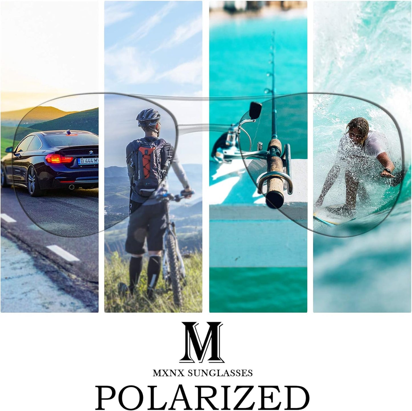 Aviator Sunglasses for Men Polarized Women UV Protection Lightweight Driving Fishing Sports Mens Sunglasses MX208