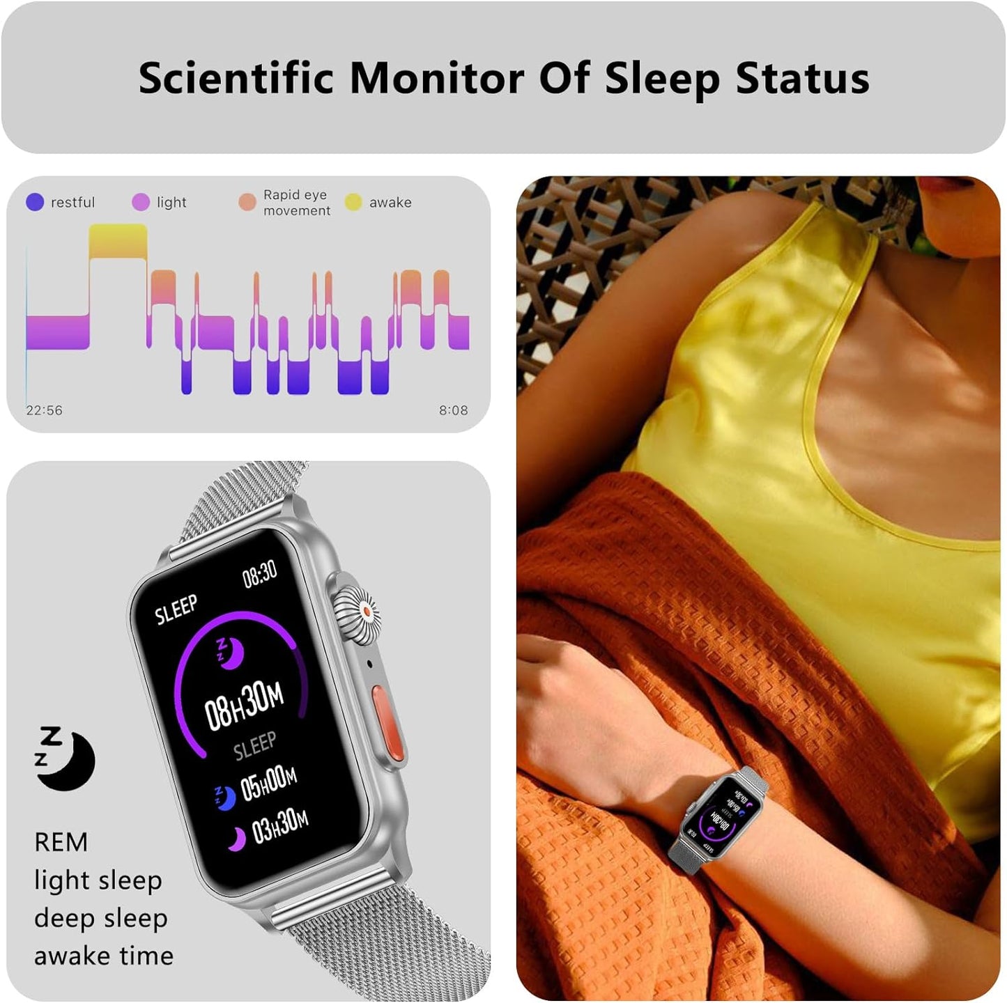 Fitness Tracker Answer/Make Calls, Smart Watch with Blood Pressure, Blood Oxygen, 24/7 Heart Rate Monitor, 120 Sport Mode Activity Tracker with Step Counter, Waterproof Sleep Tracker for Women Men