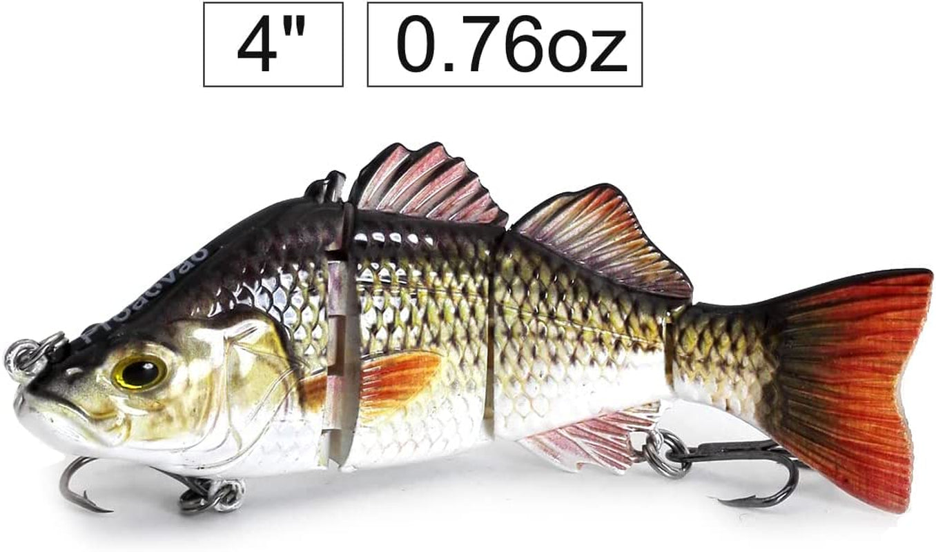 Lifelike 3 Fishing Lures for Bass Trout Perch- Jointed Swimbait Hard Bait Freshwater Saltwater Fishing Gear Tackle Lures Kit
