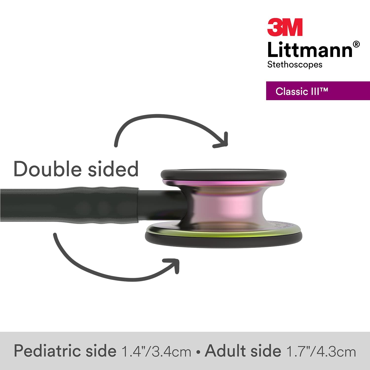 Classic III Monitoring Stethoscope, Rainbow-Finish Chestpiece, Black Stem and Headset, Black Tube, 27 Inch, 5870