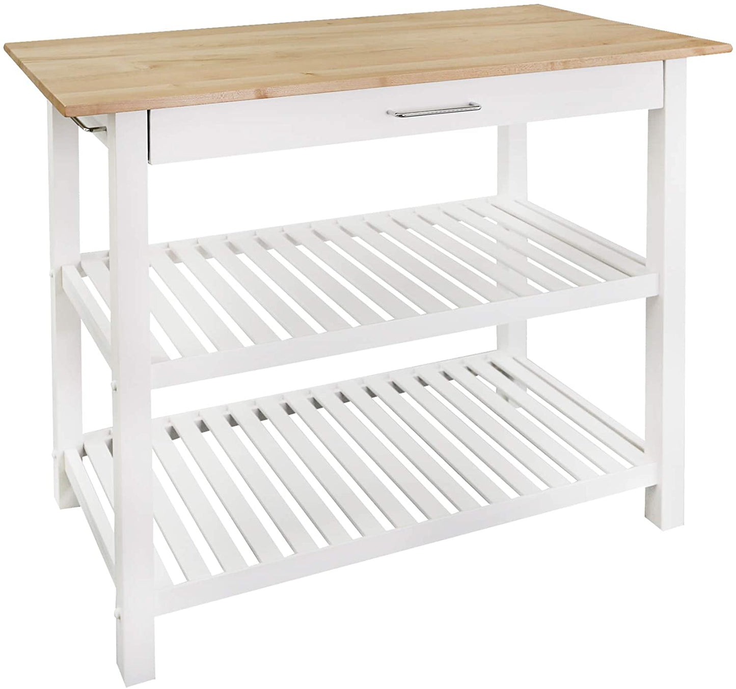 Casual Home Solid Hardwood Top, Natural/White, 40" W (373-91) Kitchen Island, Natural&White