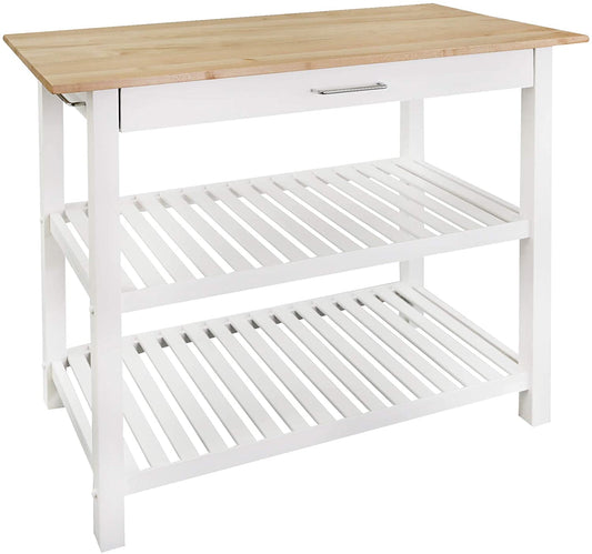 Casual Home Solid Hardwood Top, Natural/White, 40" W (373-91) Kitchen Island, Natural&White
