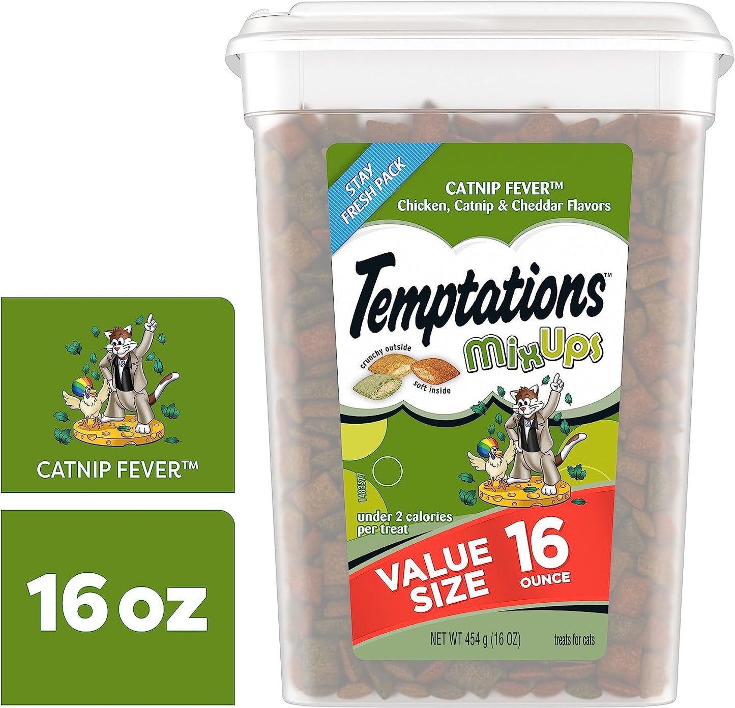 MIXUPS Crunchy and Soft Cat Treats Catnip Fever Flavor, 16 Oz. Tub
