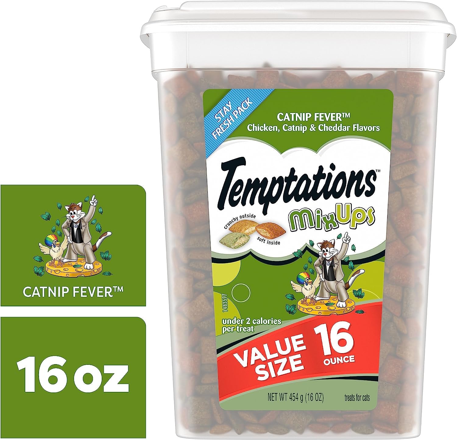 MIXUPS Crunchy and Soft Cat Treats Catnip Fever Flavor, 16 Oz. Tub