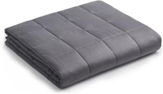 Weighted Blanket — Heavy 100% Oeko-Tex Certified Cotton Material with Premium Glass Beads (Dark Grey, 48''X72'' 15Lbs), Suit for One Person(~140Lb) Use on Twin/Full Bed …
