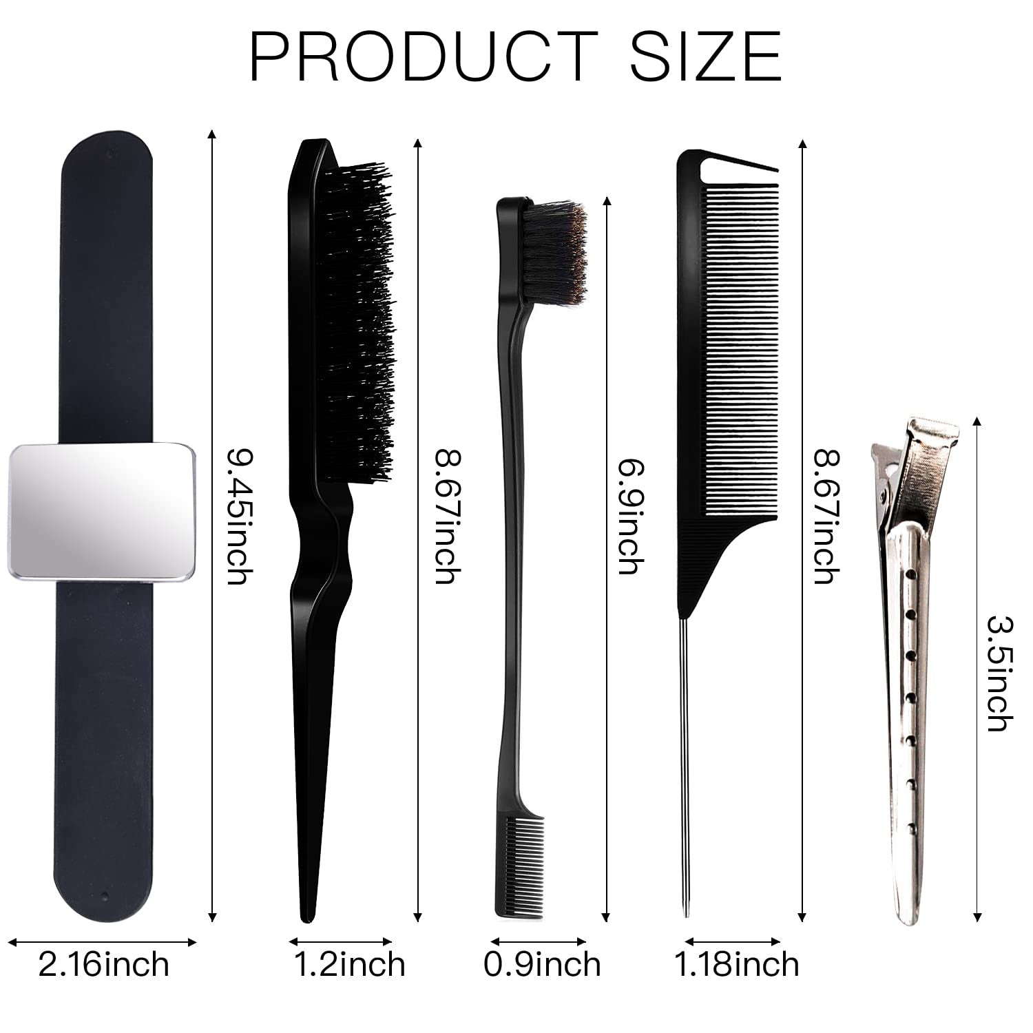8 Pieces Magnetic Wrist Sewing Pincushion Set, Include Wristband Pin Cushion Holder Wrist Magnetic Pin Holder Teasing Brush Edge Brush Styling Comb Rat Tail Comb for Hair Stylist Women
