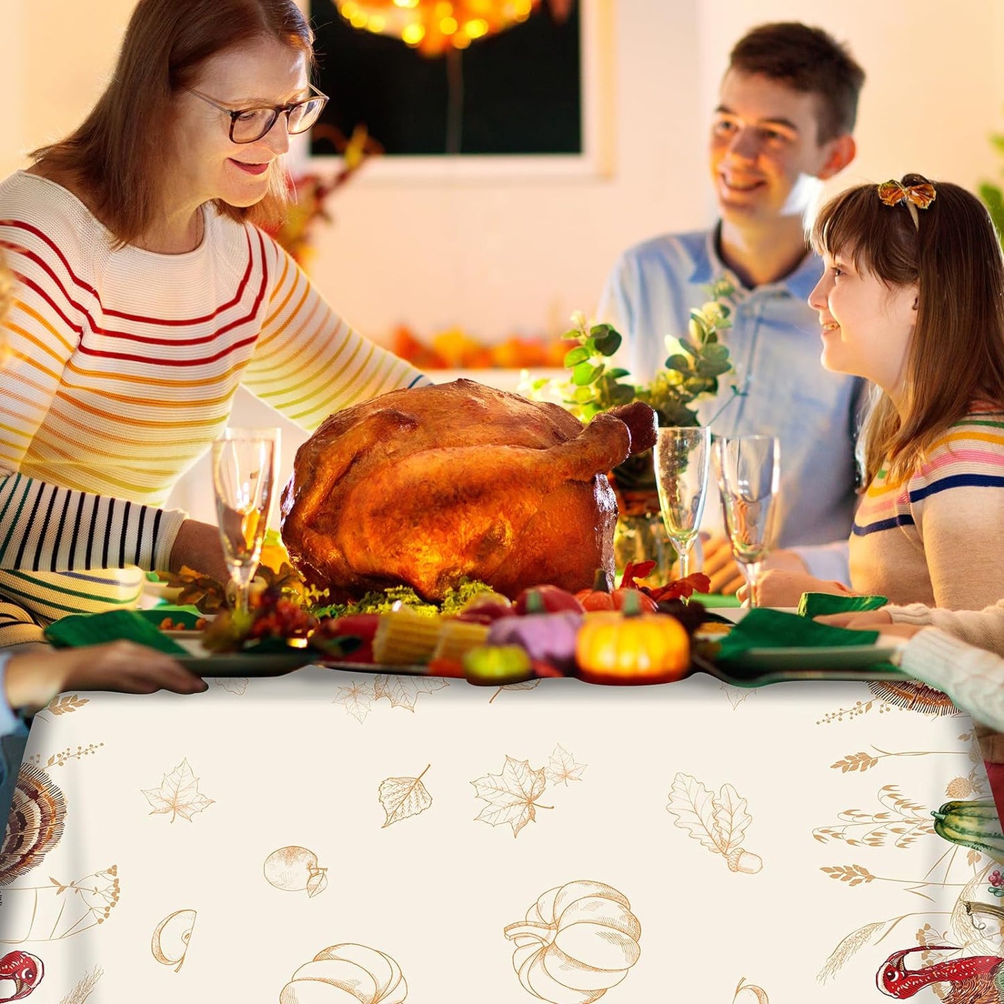 3 Pack Thanksgiving Disposable Tablecloth for Rectangle Tables, Plastic Thanksgiving Turkey Tablecloth Party Supplies, Pumpkin Table Cover for Fall Thanksgiving Harvest Party Decorations, 54X108 Inch