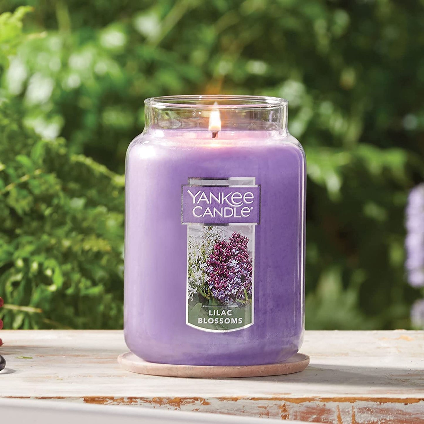 Yankee Lilac Blossoms Scented, Classic 22Oz Large Jar Single Wick Candle, over 110 Hours of Burn Time, Violet