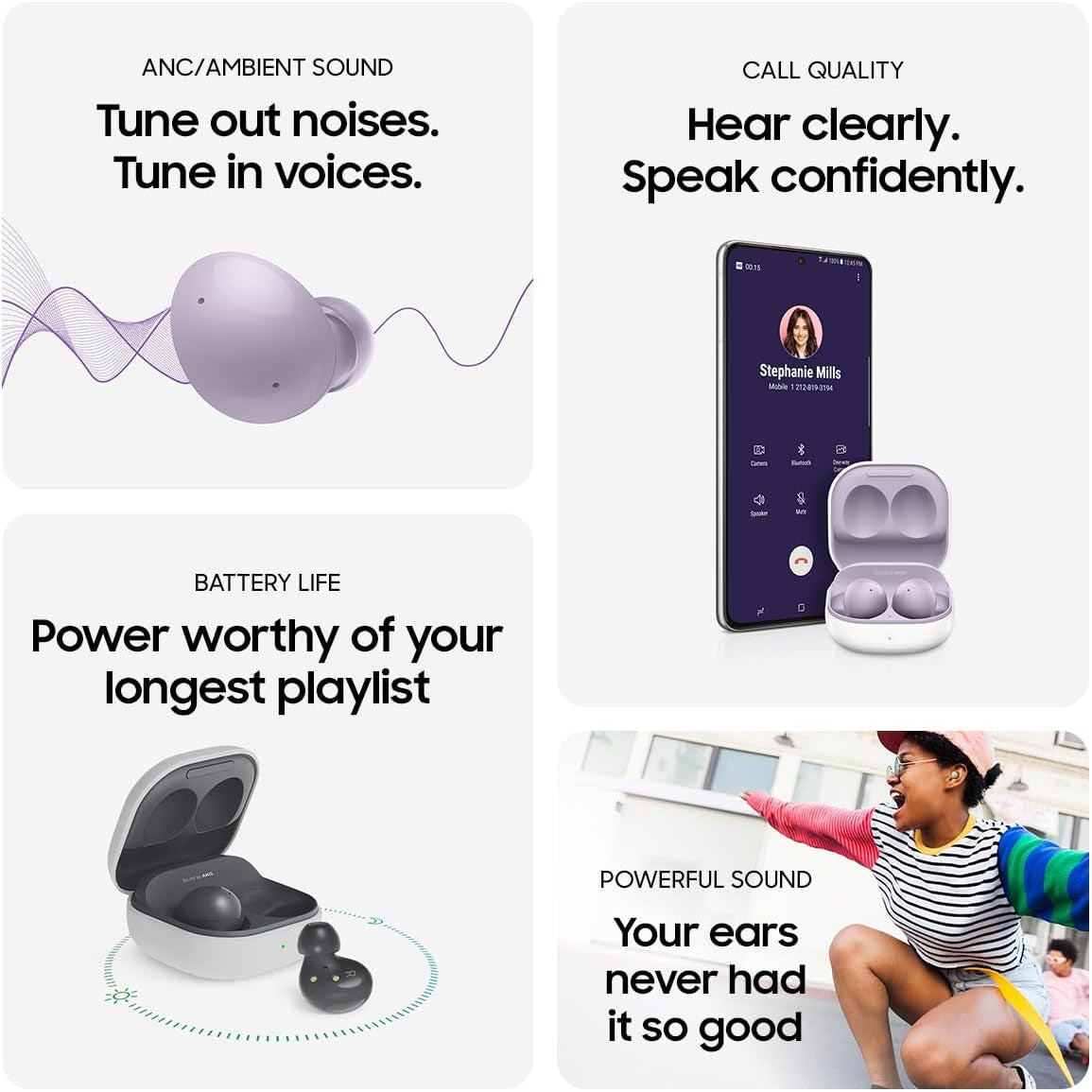 Samsumg Galaxy Buds 2 True Wireless Bluetooth Earbuds, Noise Cancelling, Ambient Sound, Lightweight Comfort Fit in Ear, Auto Switch Audio, Long Battery Life, Touch Control US Version, Graphite