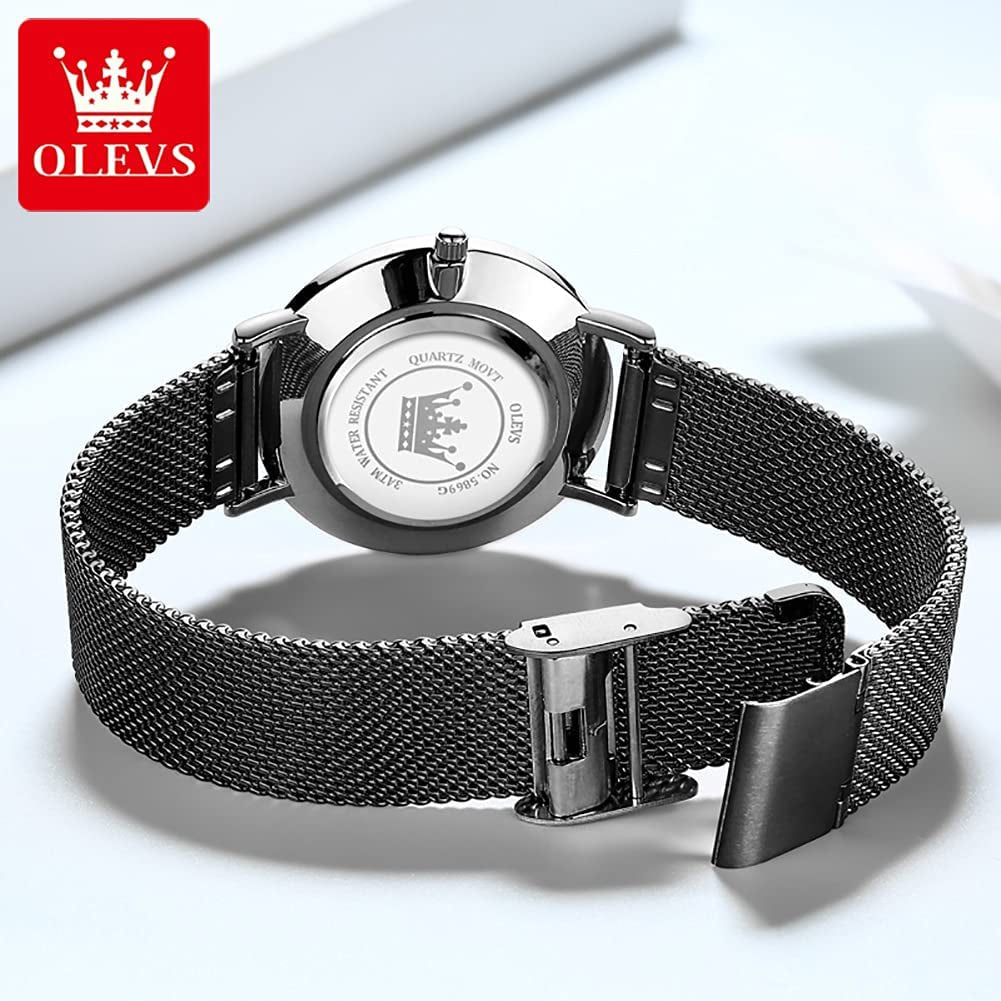 6.5Mm Ultra Thin Watches for Women Waterproof,Rose Gold Stainless Steel Ladies Watch,Casual Women Watches with Date,Big Face Female Wristwatches,Japanese Quartz Lady Watches,Gifts for Women