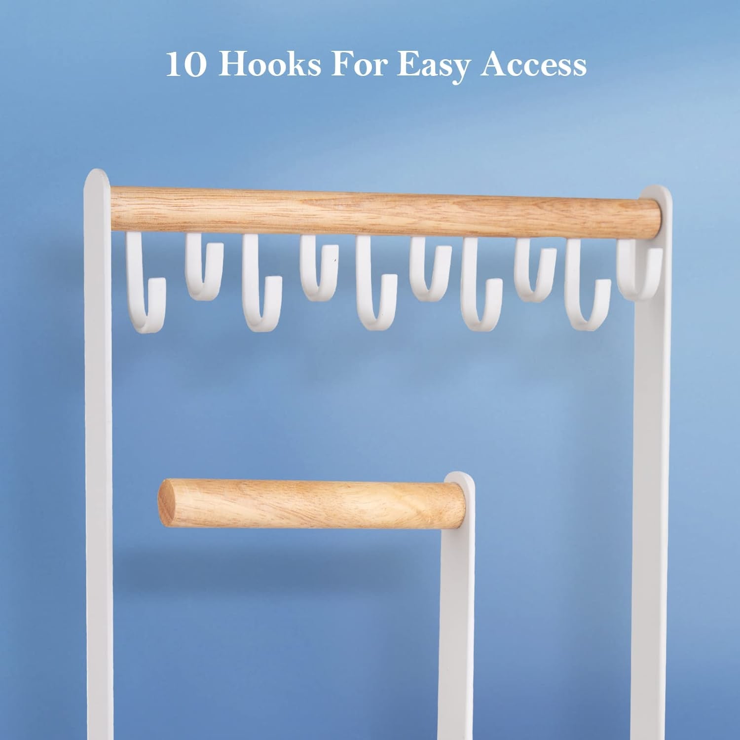 Jewelry Organizer Stand Necklace Holder, 4-Tier Jewelry Tower Rack with Earring Tray and Holes, 10 Hooks Necklaces Hanging Storage Tree Display for Bracelets Watches Earrings Rings -White