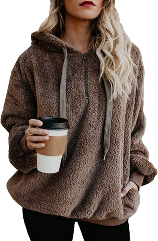 Womens Oversized Sherpa Pullover Hoodie with Pockets Fuzzy Fleece Sweatshirt Tie Dye Fluffy Coat