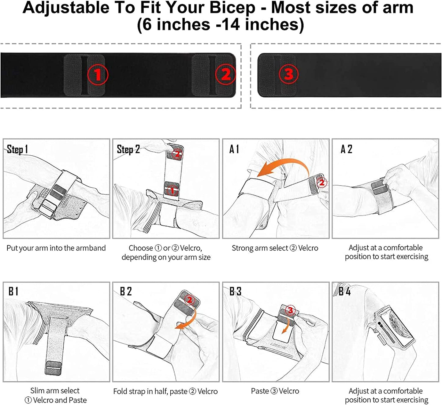 Running Armband with Airpods Bag Cell Phone Armband for Iphone 14 13 Pro 14 plus 12 11 XR XS, Galaxy S20/S10 Water Resistant Sports Phone Holder Case & Zipper Slot Car Key Holder for 6.5 Inch Phone