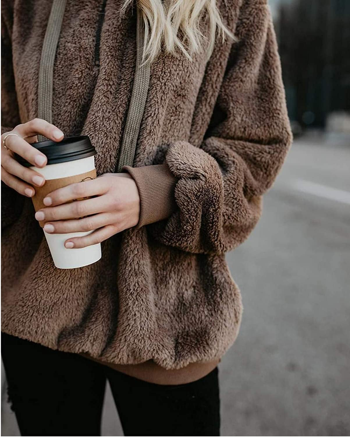 Womens Oversized Sherpa Pullover Hoodie with Pockets Fuzzy Fleece Sweatshirt Tie Dye Fluffy Coat