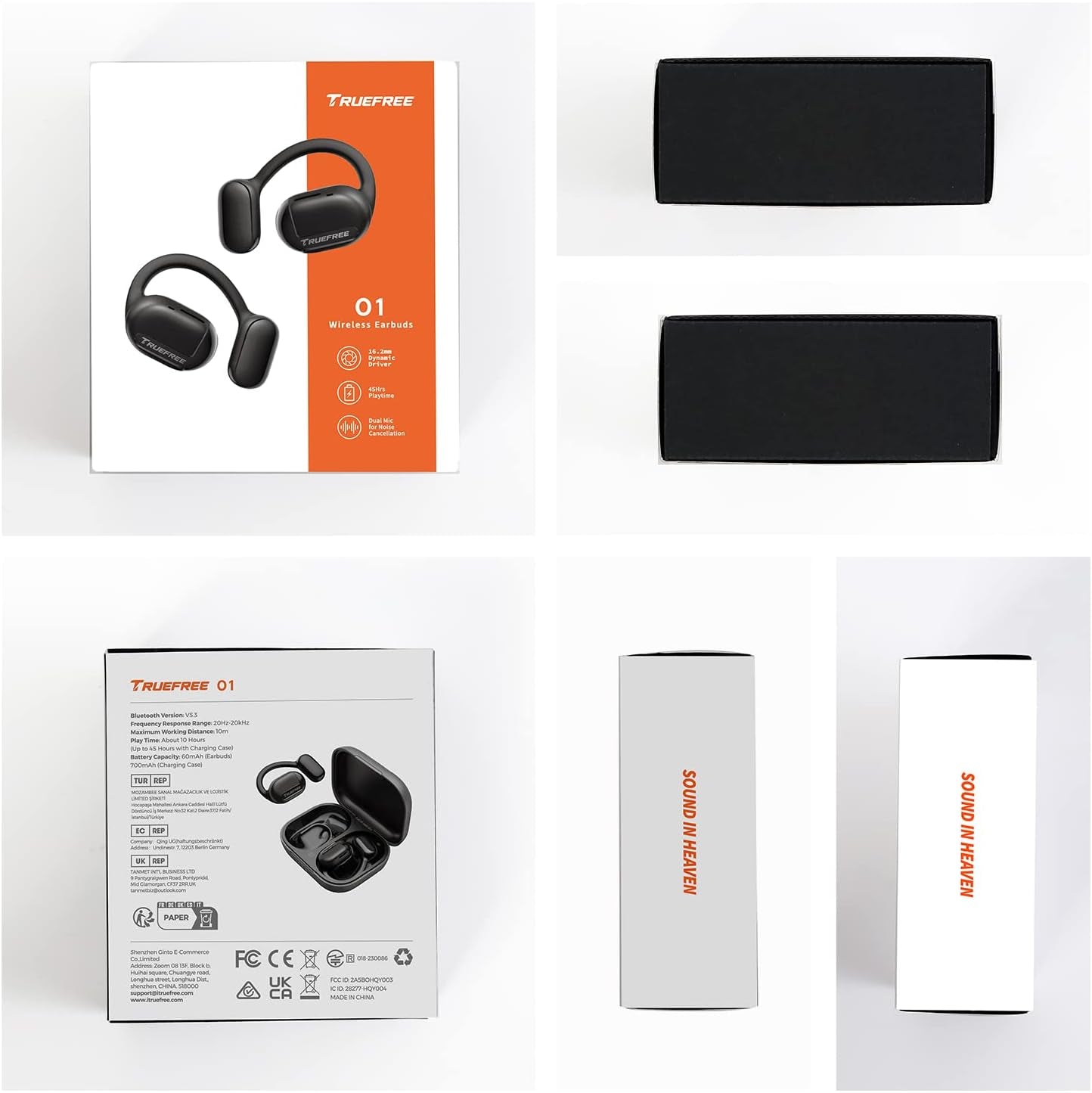 O1 Open Ear Headphones Bluetooth 5.3 Wireless Open Ear Earbuds with 16.2Mm Driver, Immersive Stereo Sound, Noise-Cancellation Mic for Clear Calls, 45H Playtime, for Sports Workout Gaming