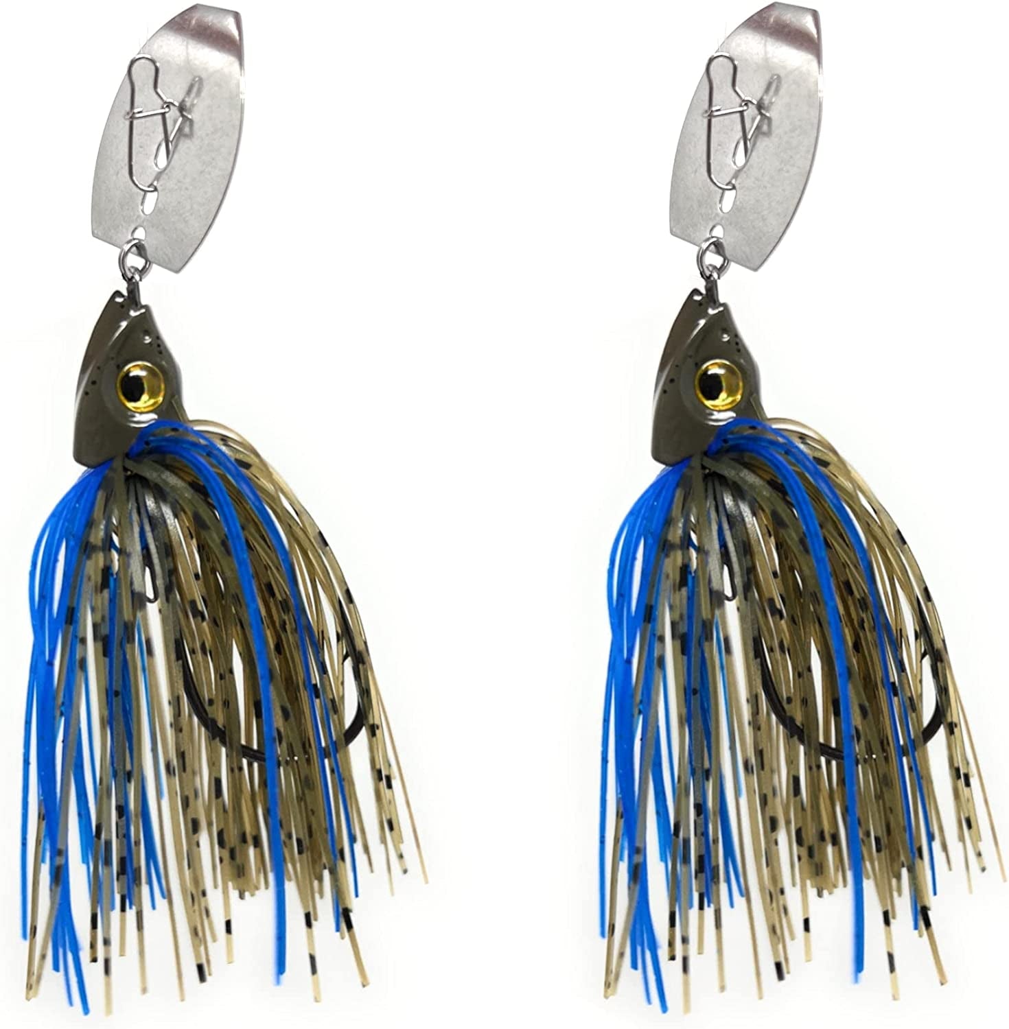 Tungsten Bladed Swim Jig Heads for Fishing - 2 Pack of Fishing Jigs for Large and Smallmouth Bass, Trout, Walleye - with Bladed Head to Make a Chatter Sound -Vibrating Spinner Bait
