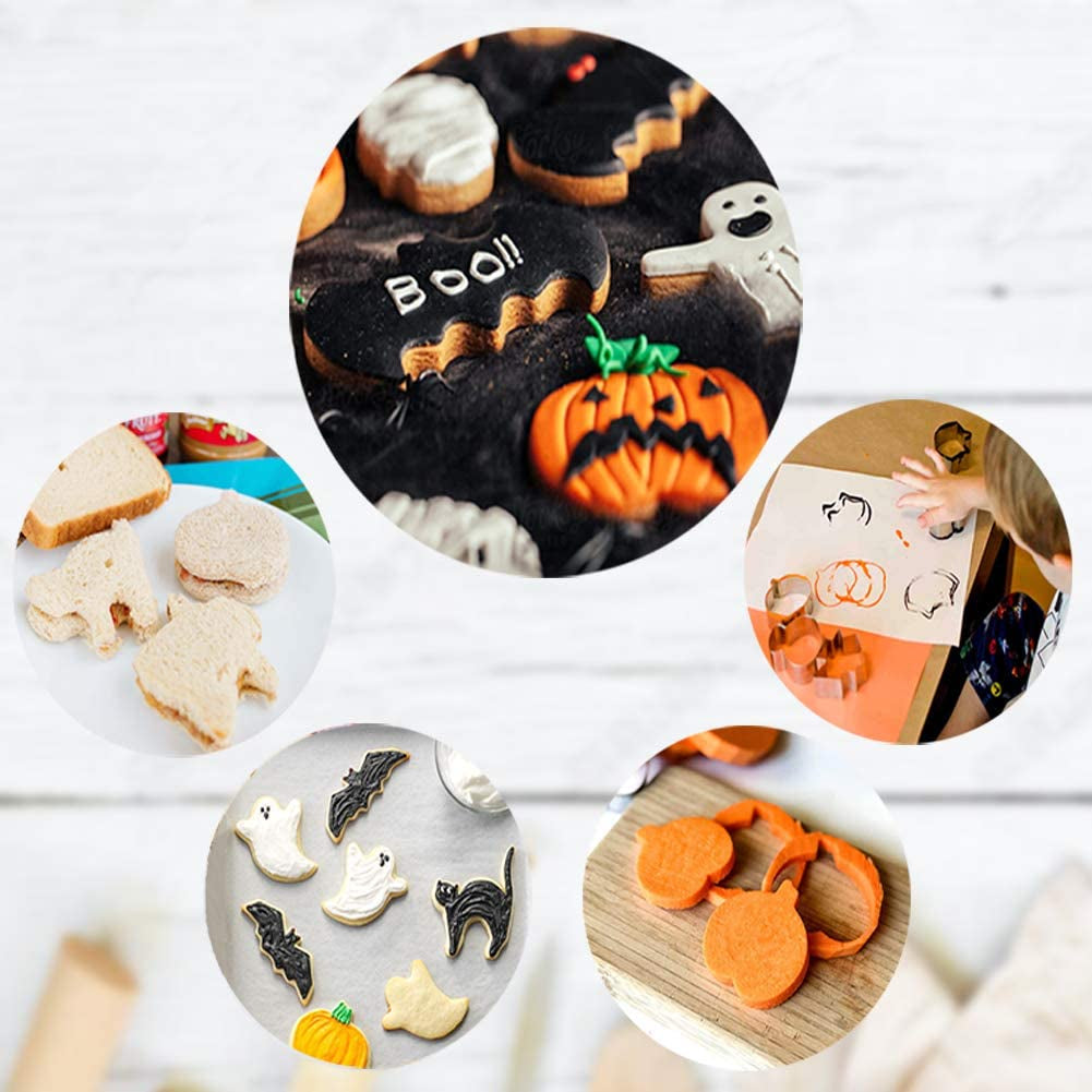 Fall Thanksgiving Feast Cookie Cutters - 5 Pieces Large Cookie Cutters Shape - Turkeys, Oak Leaf, Pumpkin, Acorn, Candy Corn for Christmas Food Party Decorations
