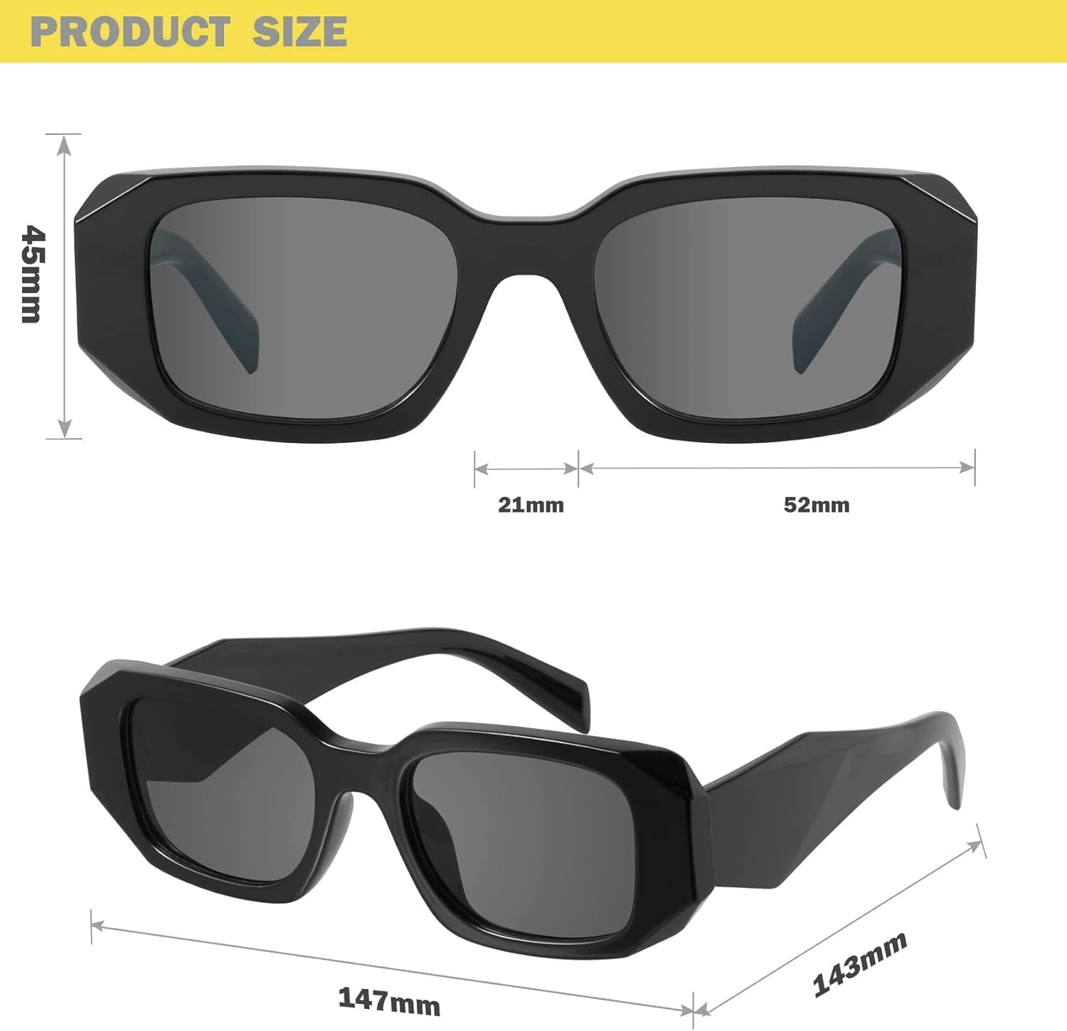 Trendy Rectangle Sunglasses for Women Men-Goulding