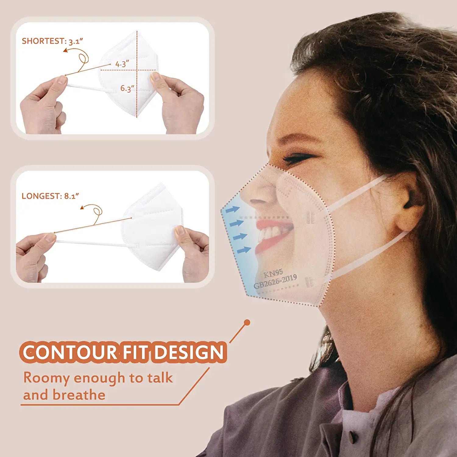 KN95 Face Masks 50 Pcs, 5-Ply Protection Multicolor KN95 Mask, Disposable Face Masks for Adults RS8010