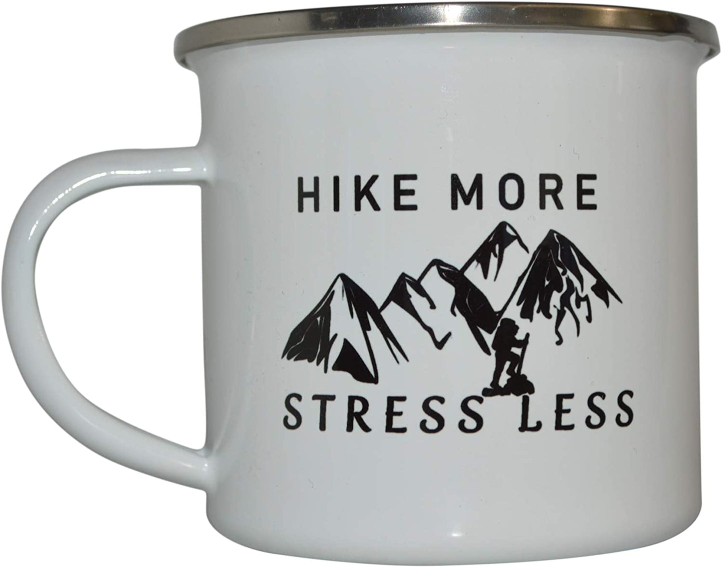 Funny Camp Mug Enamel Camping Coffee Cup Gift Hike More Stress Less Camping Gear