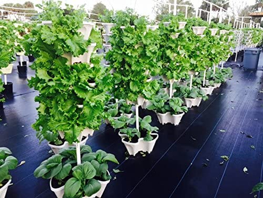 © 5-Tier 13 Inch Wide - (Stone Color) Strawberry and Herb Garden Planter - Stackable Gardening Pots with 10 Inch Saucer