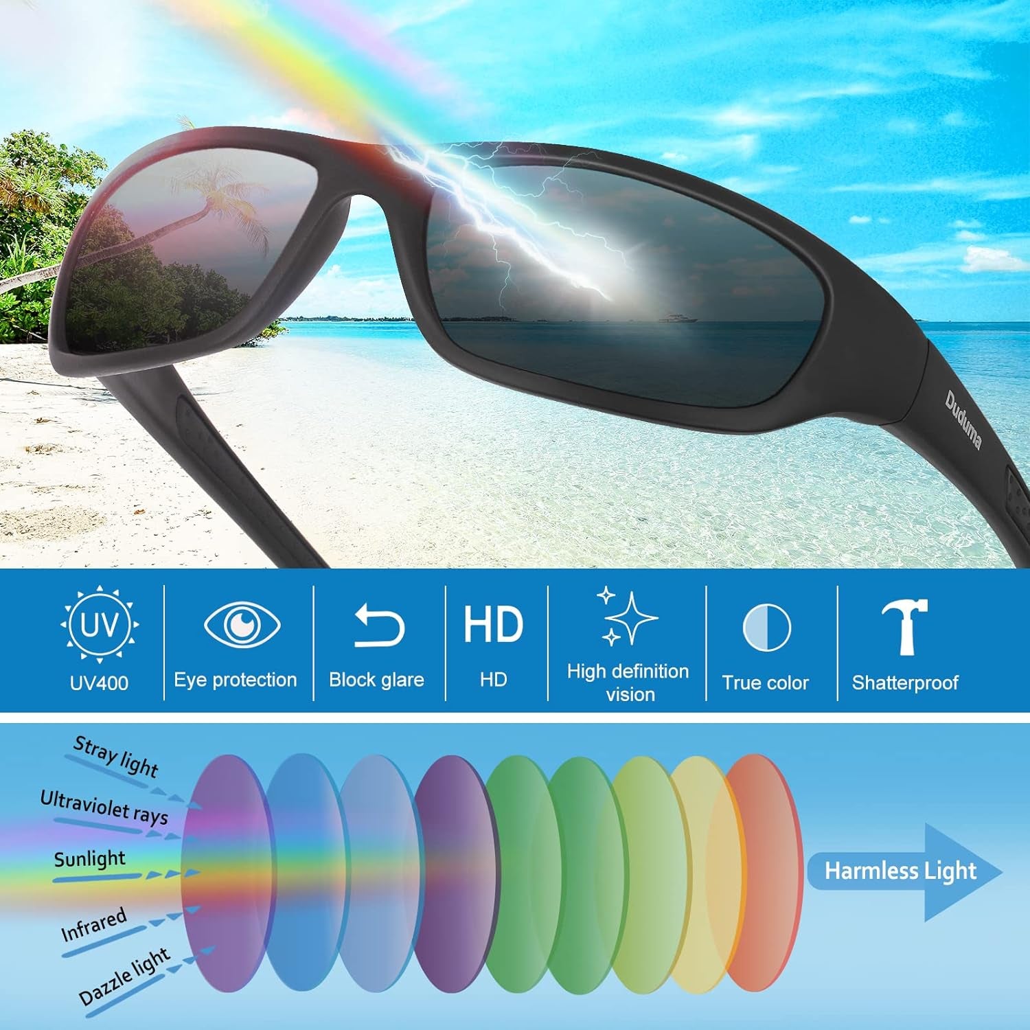 Sports Polarized Sunglasses for Men Women Baseball Cycling Golf Fishing Sun Glasses UV Blocking Tr8116