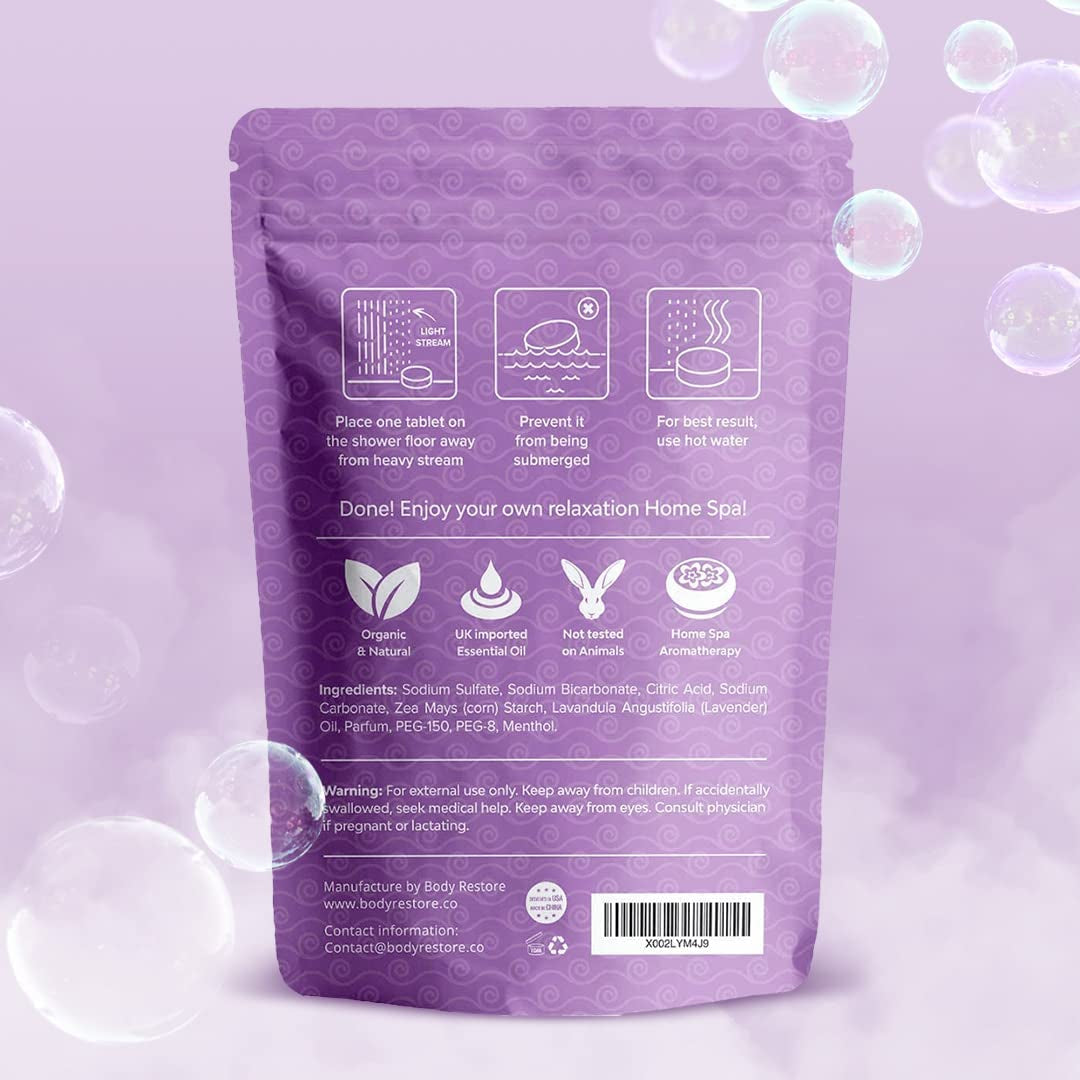 Bodyrestore Shower Steamers Aromatherapy - 15 Pack Shower Bath Bombs for Women, Lavender Nighttime Shower Tablets, Essential Oil Stress Relief and Relaxation Gifts for Women and Men