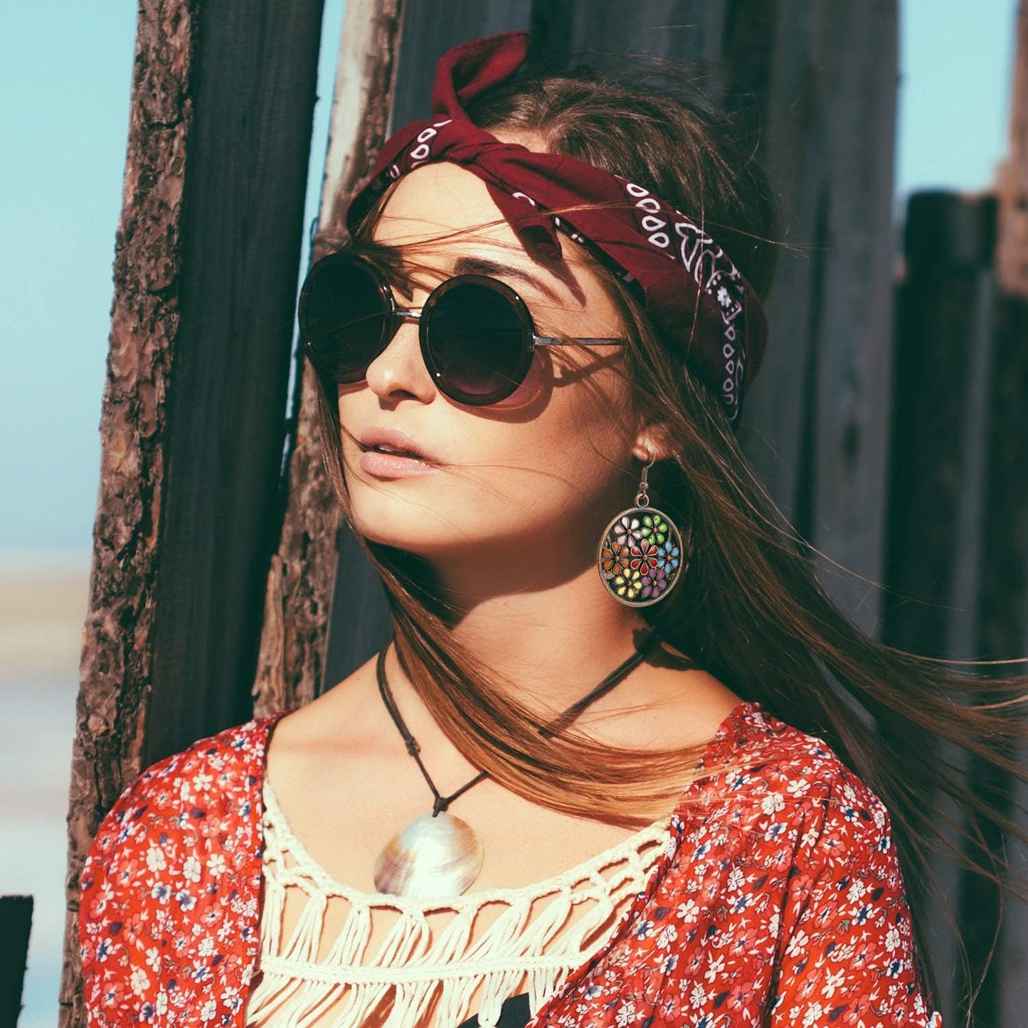 4 Pairs Bohemian Vintage Dangle Earrings Retro Rhinestone Earrings Boho Dangle Drop Earrings for Women Girls