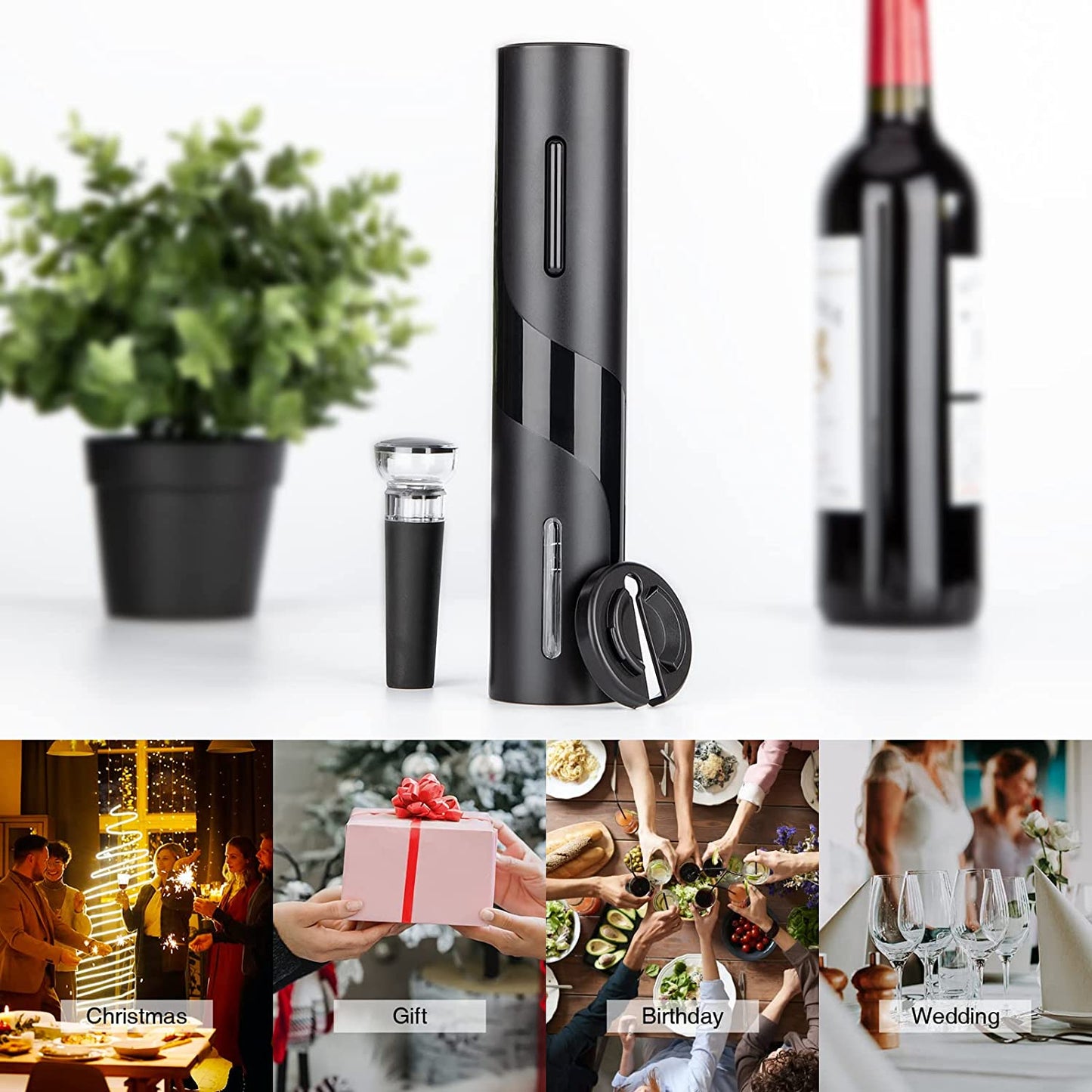Wine Bottle Opener Stopper Electric Automatic Wine Corkscrew Christmas Gifts Set