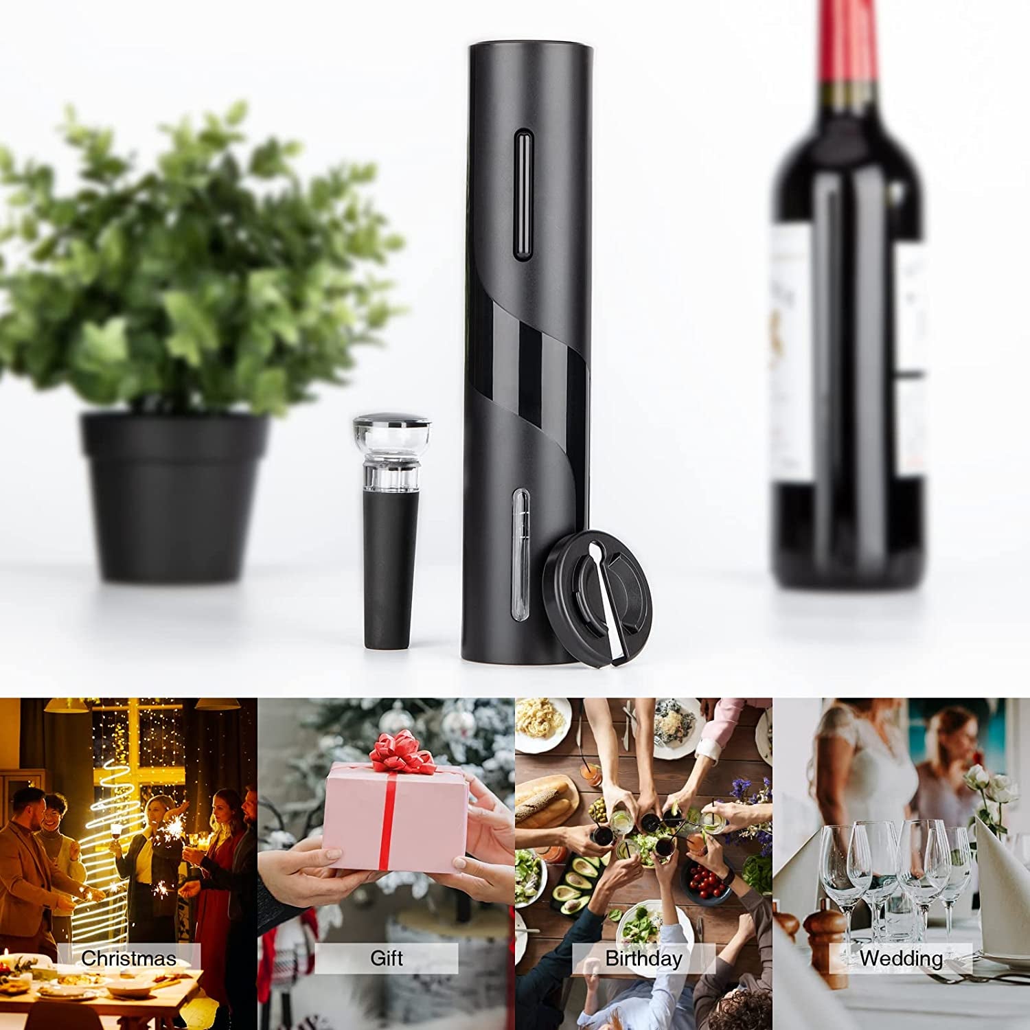 Wine Bottle Opener Stopper Electric Automatic Wine Corkscrew Christmas Gifts Set