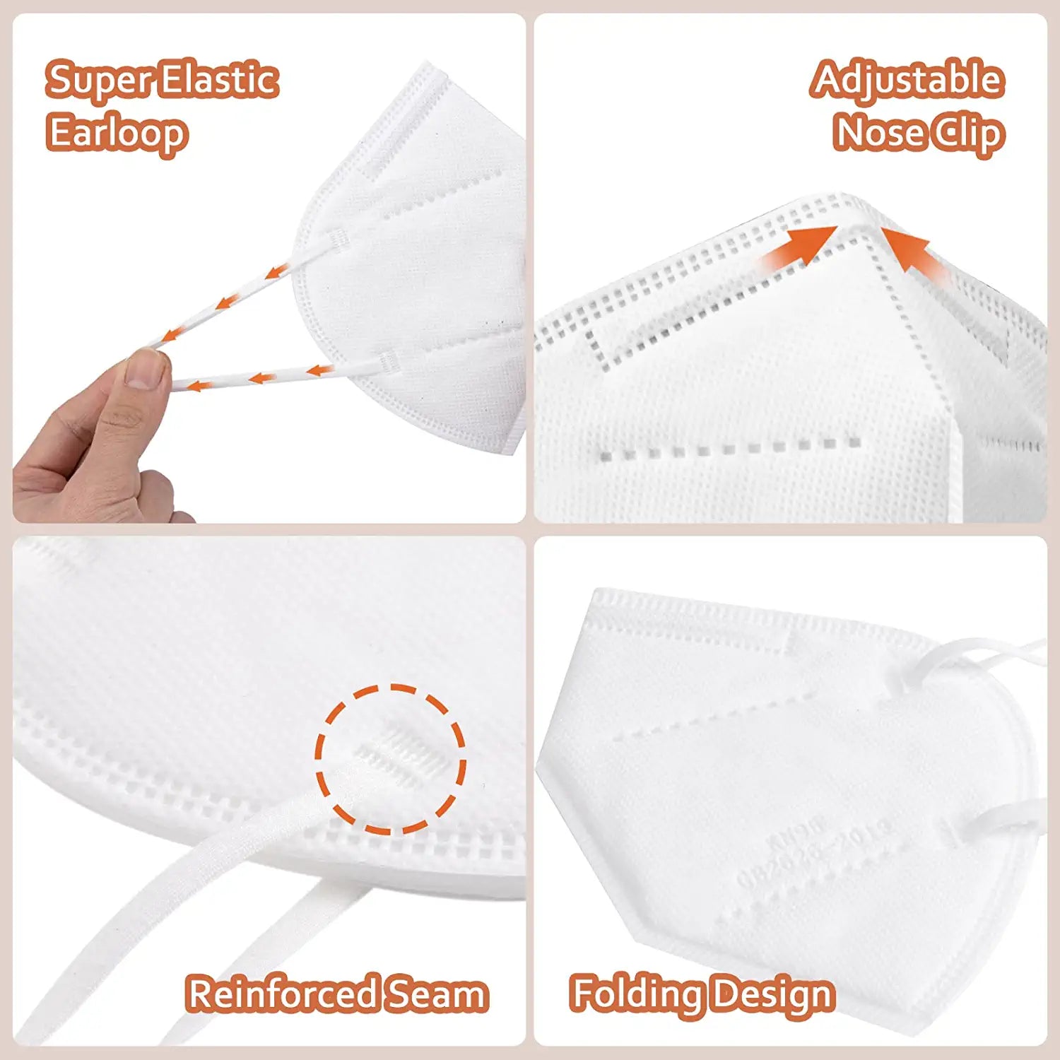 KN95 Face Masks 50 Pcs, 5-Ply Protection Multicolor KN95 Mask, Disposable Face Masks for Adults RS8010