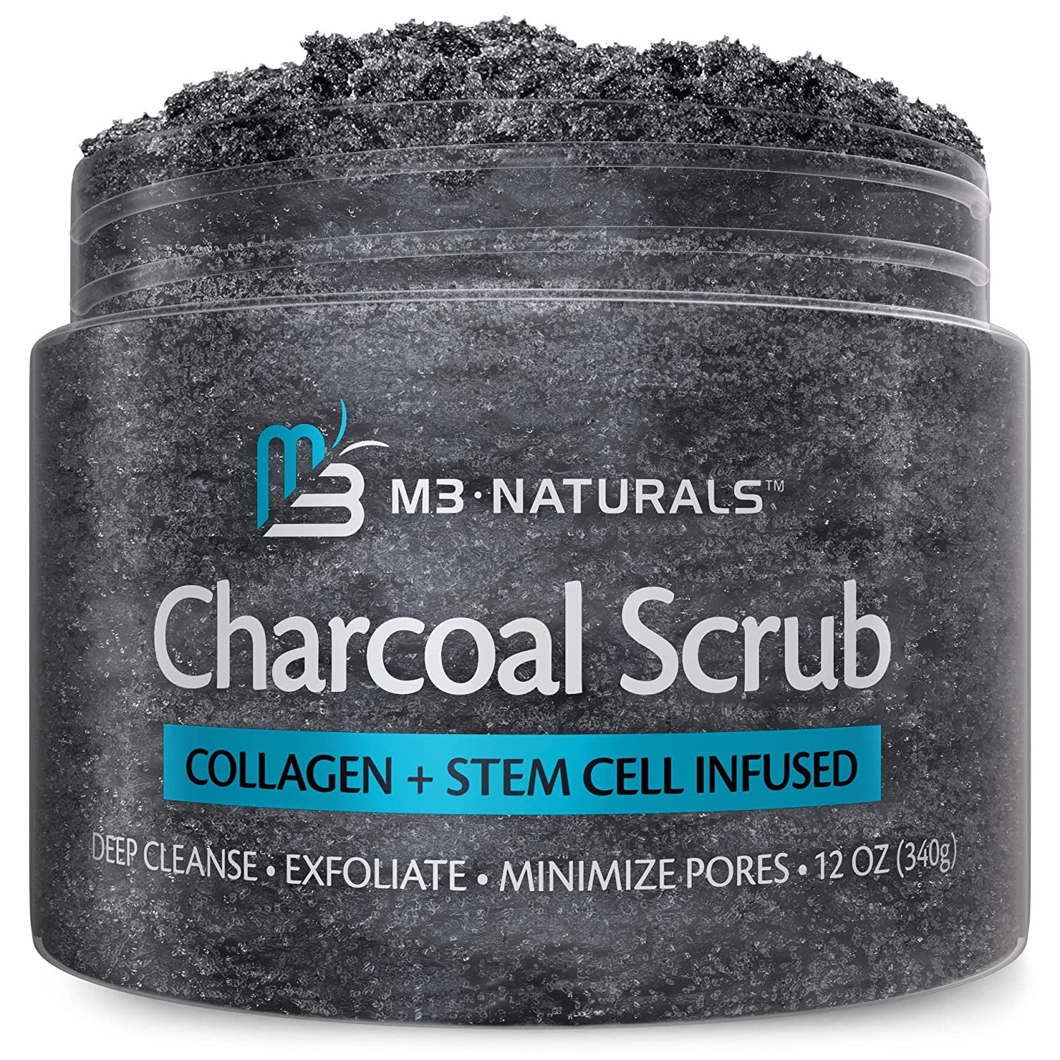 Charcoal Exfoliating Body Scrub Polish with Collagen & Stem Cell Gentle Body Exfoliator Face Scrub Bump Eraser Booty Scrub Best Shower Scrub Skin Exfoliant for Men & Women Polish