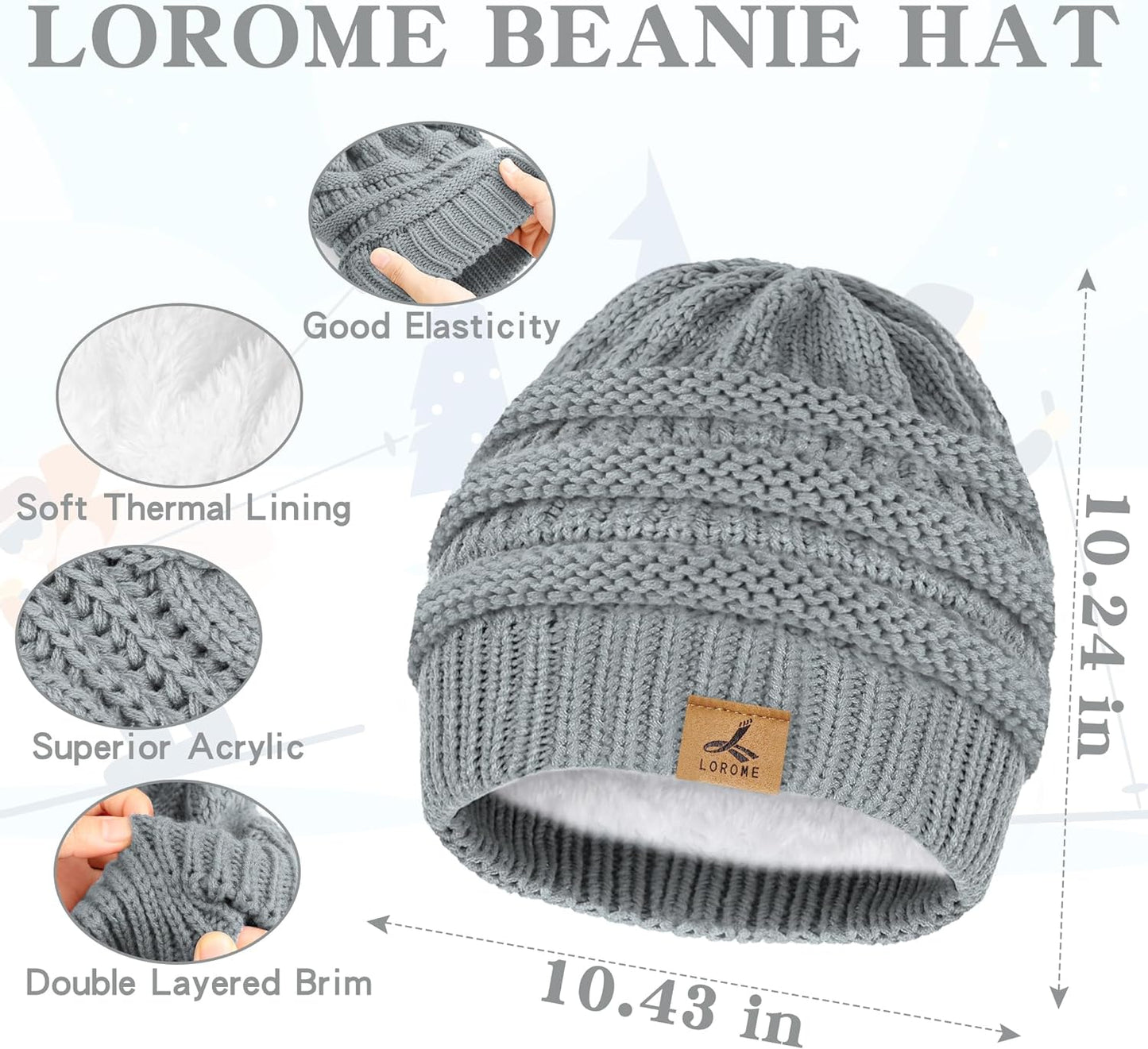 Winter Beanie Hat Scarf Gloves, Warm Fleece Knit Winter Hats Touch Screen Gloves Neck Scarf Set Winter Gifts for Women Men