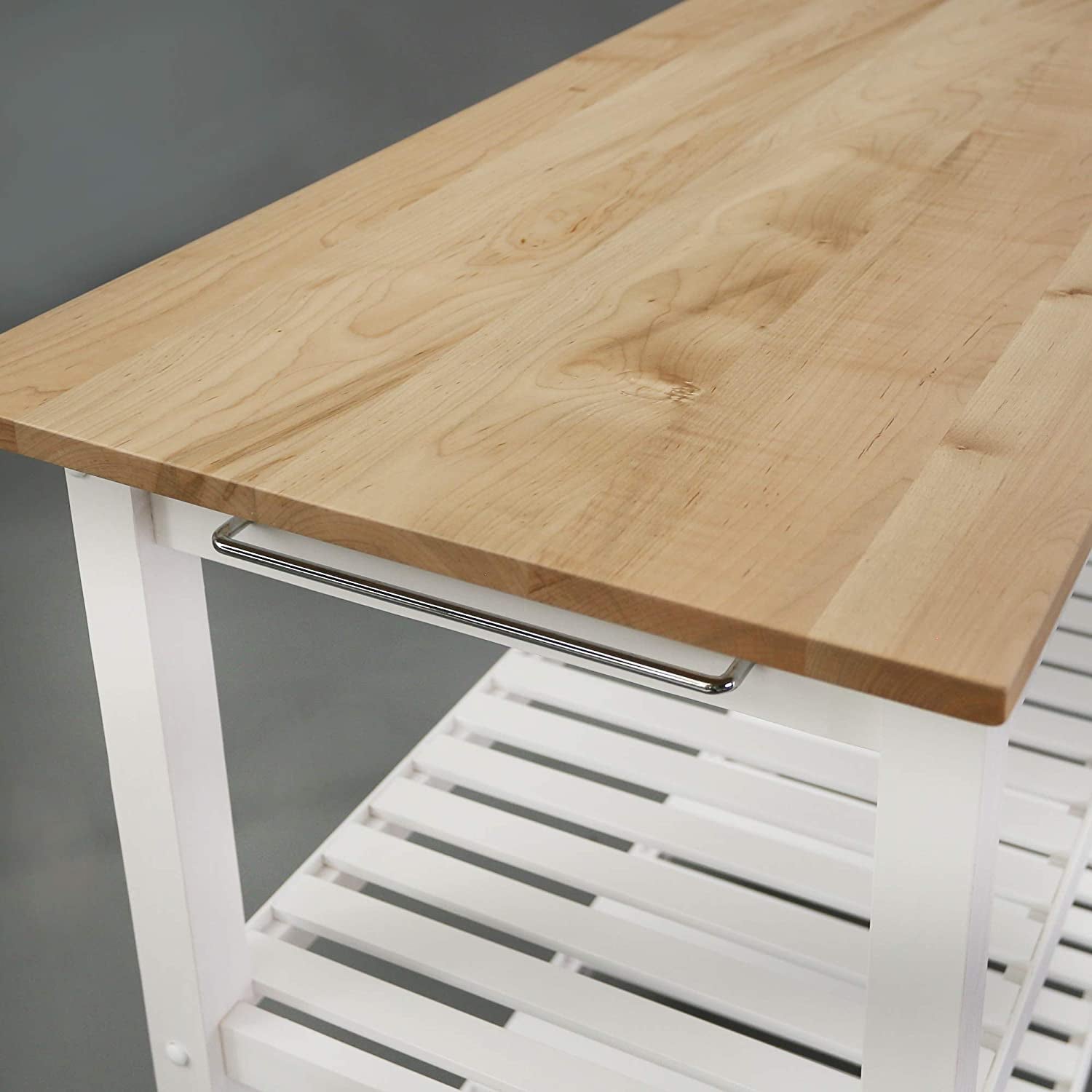 Casual Home Solid Hardwood Top, Natural/White, 40" W (373-91) Kitchen Island, Natural&White