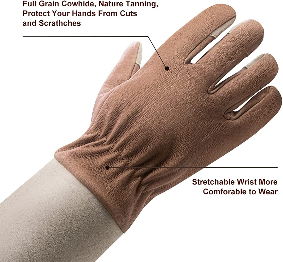 Long Sleeve Leather Gardening Gloves,Rose Pruning Floral Gauntlet Garden Gloves for Women and Men
