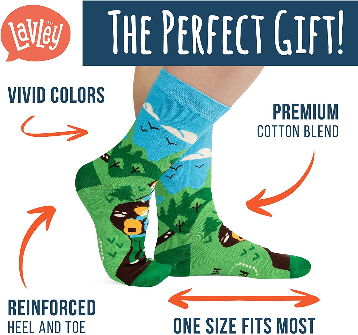 Outdoor Themed Socks for Men, Women & Teens - Funny Gifts for Camping, Biking, Hiking and More