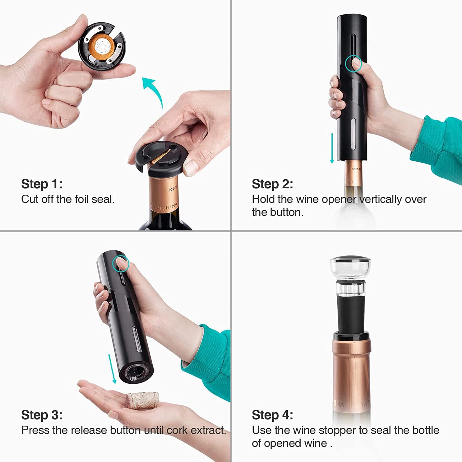 Wine Bottle Opener Stopper Electric Automatic Wine Corkscrew Christmas Gifts Set