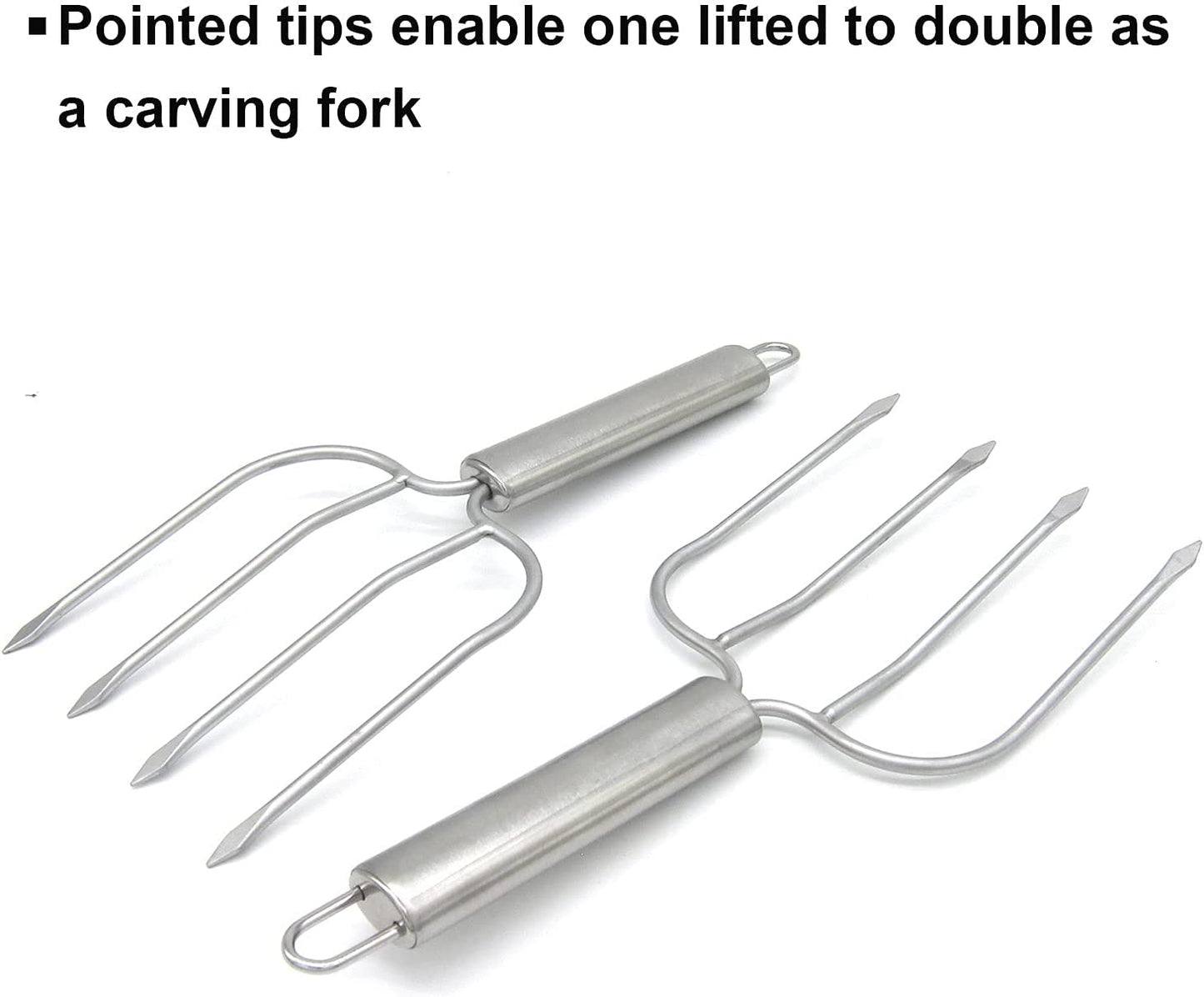 Stainless Steel Turkey & Roast Lifters, Set of 2 - Turkey and Poultry Lifters Roaster Poultry Forks Great for Thanksgiving, Transfer Turkey or Ham Easily