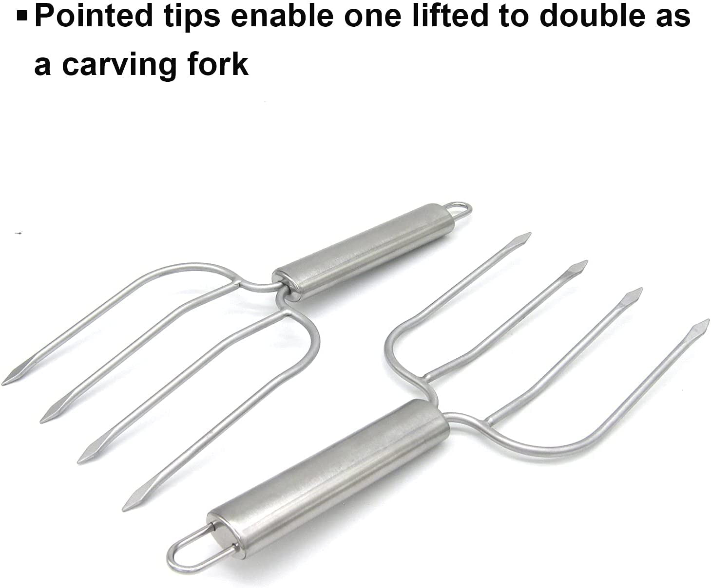 Stainless Steel Turkey & Roast Lifters, Set of 2 - Turkey and Poultry Lifters Roaster Poultry Forks Great for Thanksgiving, Transfer Turkey or Ham Easily