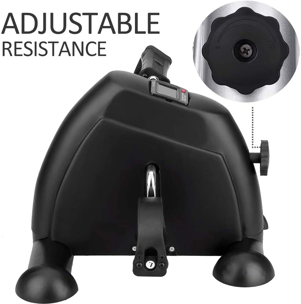 Mini Exercise Bike, Himaly under Desk Bike Pedal Exerciser Portable Foot Cycle Arm & Leg Peddler Machine with LCD Screen Displays