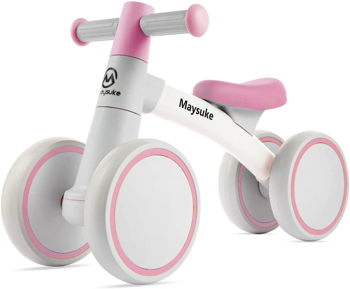 Baby Balance Bike for 1 2 Year Old Boy and Girl, Toddler Bike 10-24 Month Baby Riding Toys with 4 Wheels, No Pedal First Birthday Gift Christmas (Pink)