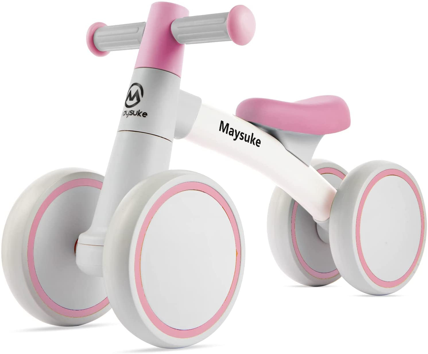 Baby Balance Bike for 1 2 Year Old Boy and Girl, Toddler Bike 10-24 Month Baby Riding Toys with 4 Wheels, No Pedal First Birthday Gift Christmas (Pink)