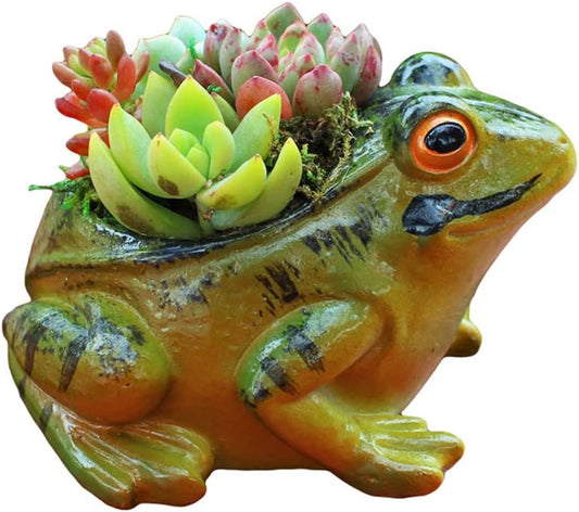 Resin Frog Shape Succulent Planter Pot Flower Pot Lifelike Frog Planter