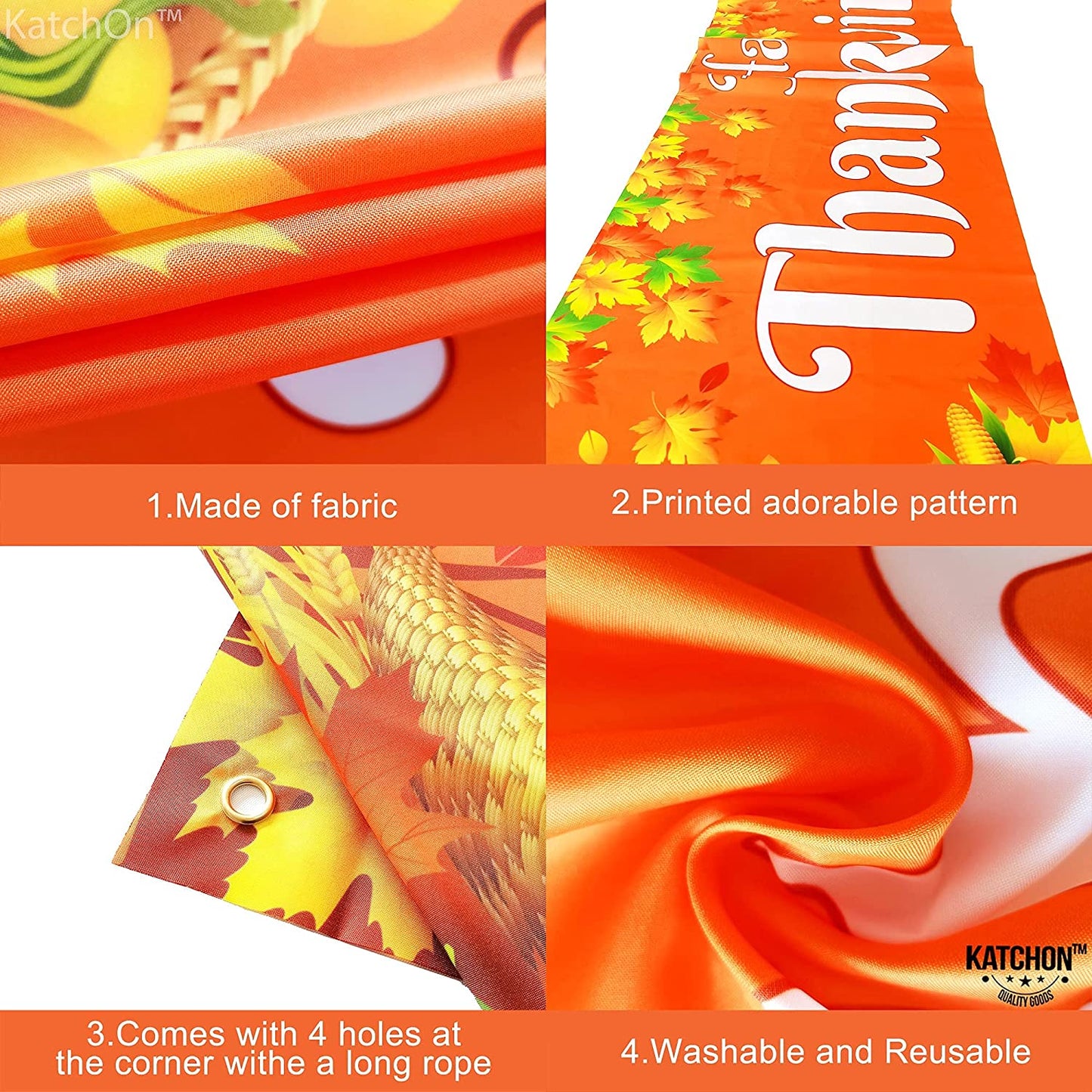, Large Happy Thanksgiving Banner Outdoor - 120X20 Inch | Thanksgiving Fence Banner for Thanksgiving Yard Decorations | Thanksgiving Banners for outside for Thanksgiving Banner Decorations