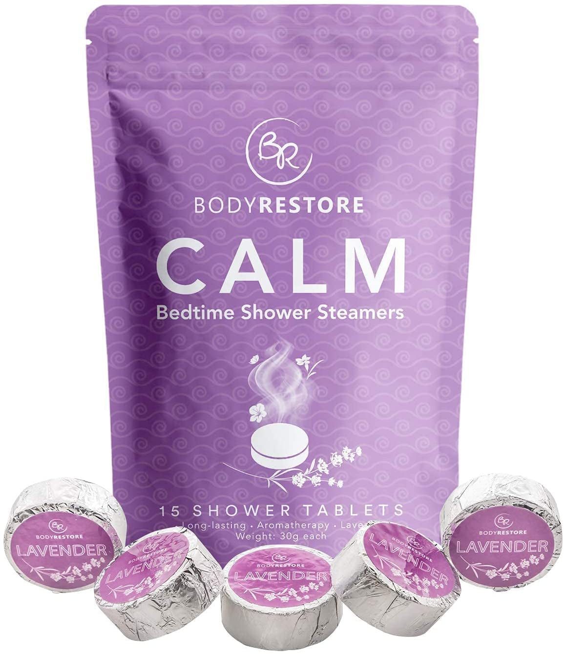 Bodyrestore Shower Steamers Aromatherapy - 15 Pack Shower Bath Bombs for Women, Lavender Nighttime Shower Tablets, Essential Oil Stress Relief and Relaxation Gifts for Women and Men